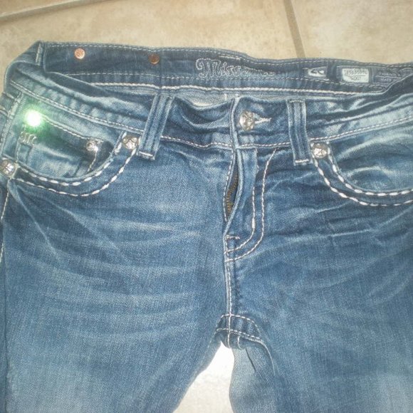 Miss Me Blue Boot Cut Jeans with Silver Embellishments - Picture 5 of 10